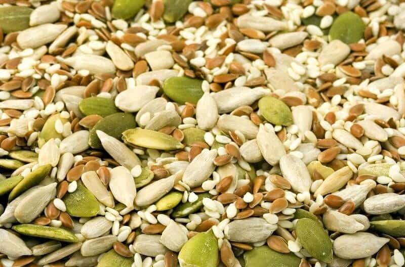 pumpkin seeds, sunflower seeds and sesame seeds